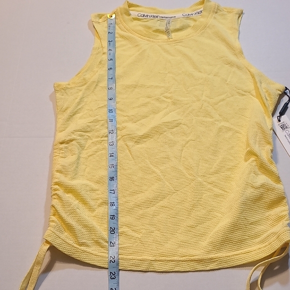 Calvin Klein Performance Yellow Sleeveless Women's Top Small Runched Sides NWT - Picture 8 of 9